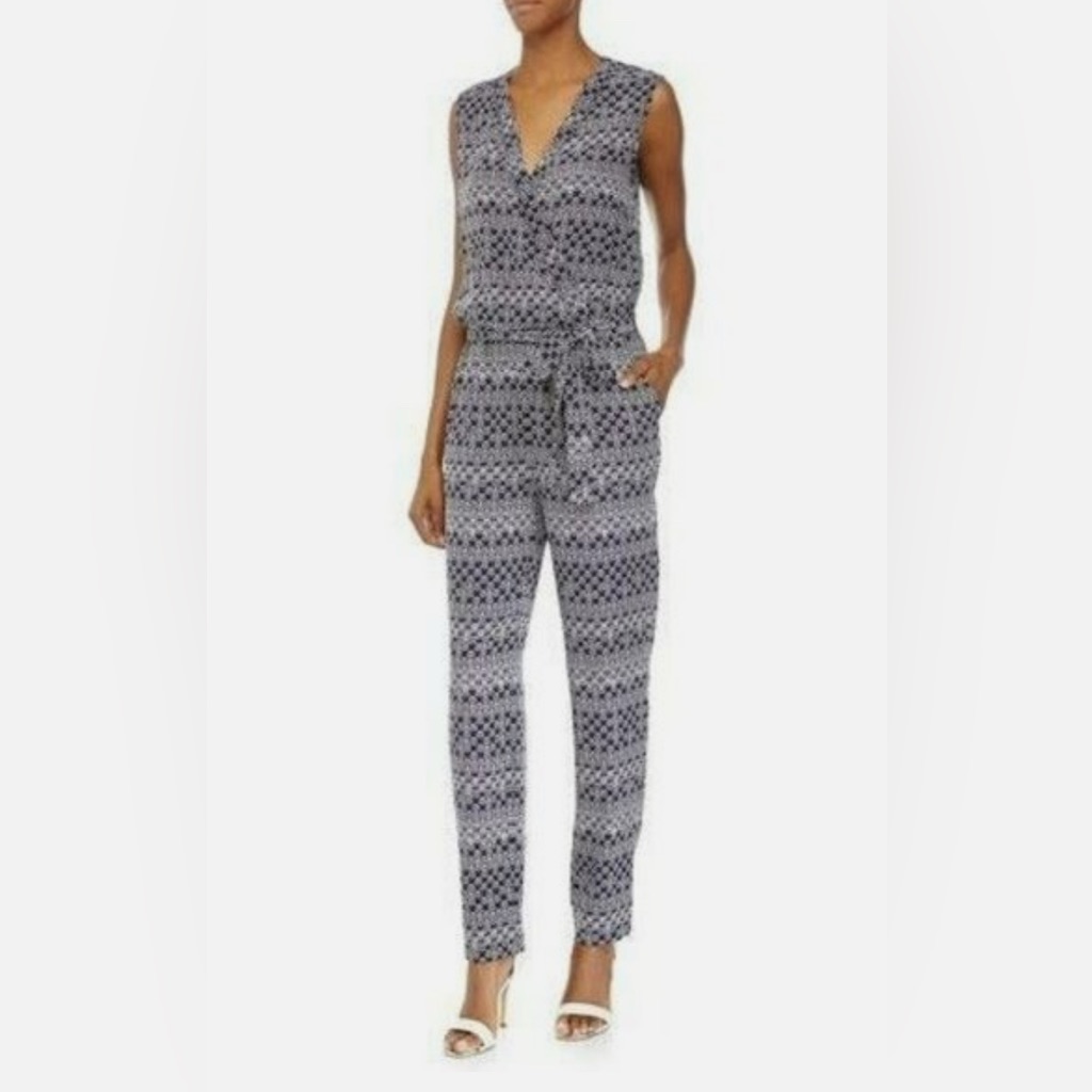 Dvf Diane Von Furstenberg Rawena Moroccan Ditsy Midnight Jumpsuit Silk New 0 Xs
